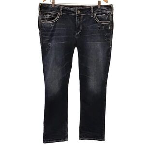 Silver Jeans 36 Suki Straight Women’s Jeans Stretch Mid Rise Distressed